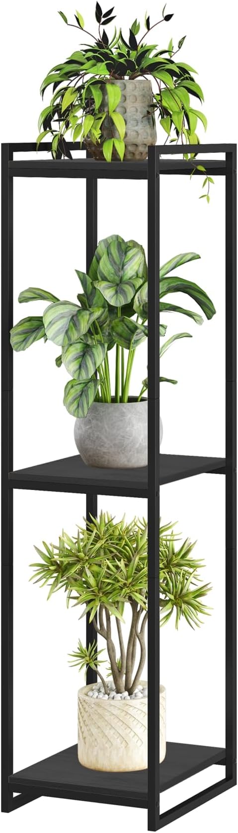 3-Tier Plant Stand Indoor, 45" Tall Modern Plant Shelf Corner Flower Pot Holder Organizer for Living Room Balcony Garden, Black