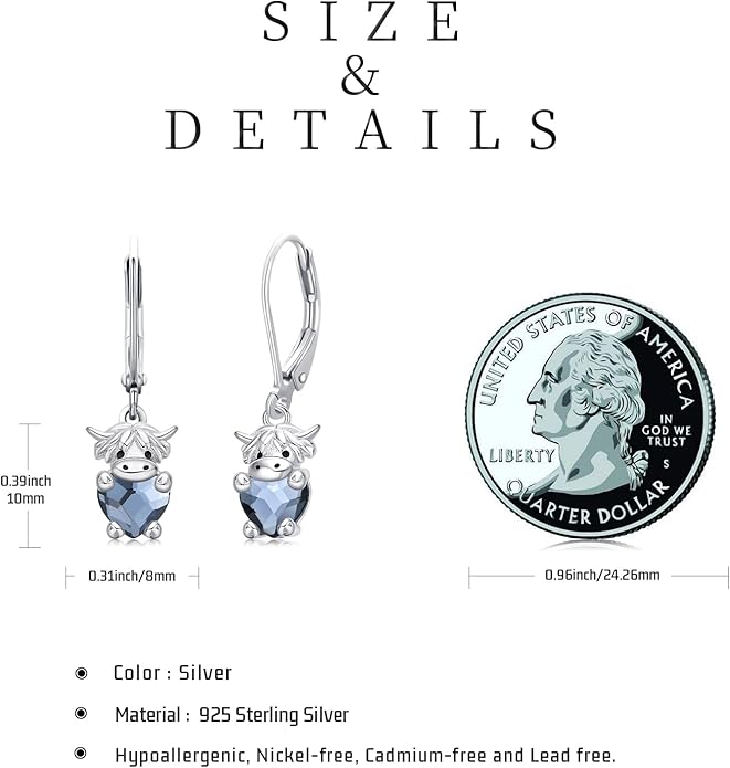 JUSTKIDSTOY Hypoallergenic Earrings Sterling Silver Crystal Cute Animal Studs Earrings for Sensitive Ears Birthday Gifts for Women Girls