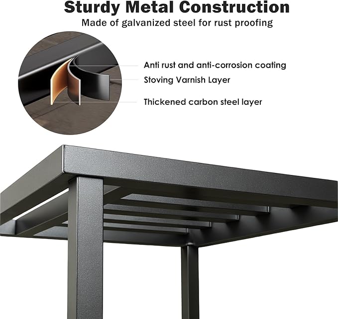 Plant Stand Indoor Outdoor,18 Inch Square Metal Plant Stands Riser,Heavy Duty Wrought Iron Pedestal Holders for Large Flower Pot,Outside Rust-Proof Black Flower Display Shelf for Patio,1-Pack