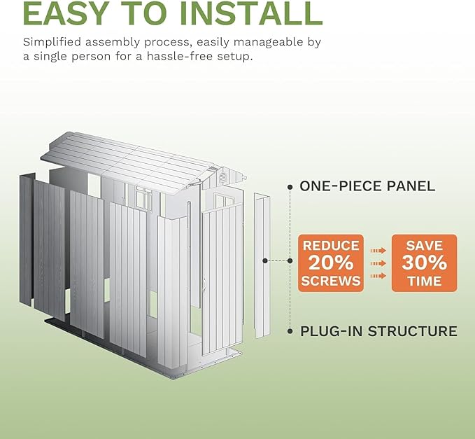 Patiowell 4x8 FT Outdoor Storage Shed with Floor & Windows, Lockable Resin Tool Shed for Garden, Backyard, Patio, and Lawn Equipment - Easy Assembly, All-Weather Protection, Gray (Fit-it Shed)