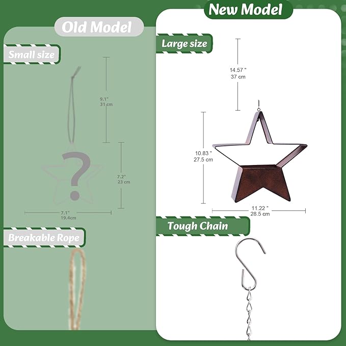 Metal Plant Hangers Indoor and Outdoor: Christmas Birthday Gifts for Women Mom Wife Garden Lovers - Star Shape Hanging Planters Perfect for Window Wall Living Room Office Decor(Rustic)