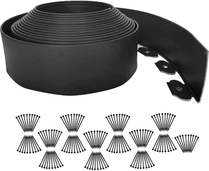 Landscape Edging 98FT,Garden Edging Borders Black [Extra Tall 4IN High] with 150pcs Plastic Stakes, Lawn Edging Flexible DIY Fence for Landscaping,Flower Bed,Grass,Gravel,Tree Surrounding