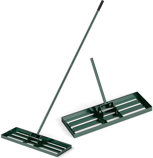 Goplus Lawn Leveling Rake, 30" x 10" Heavy Duty Level Lawn Tool w/ Ergonomic Handle for Soil, Effort-Saving Landscape Rake for Garden, Backyard, Golf Course, Farm, Pasture