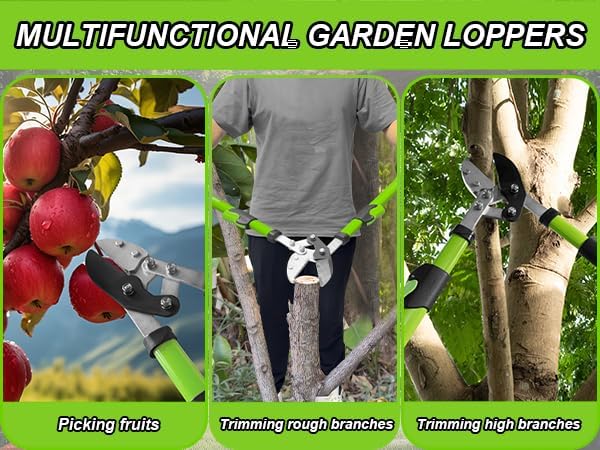 Telescopic Anvil Loppers 26-36", Compound Action Branch Cutter, 6-Position Adjustable Handles， Ergonomic Non-Slip Grips, Heavy Duty for Garden & Farm Pruning Tasks