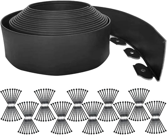 Garden Edging Borders 131FT,Landscape Edging Black[Extra Tall 4IN High] with 200pcs Plastic Stakes, Lawn Edging Flexible DIY Fence for Landscaping,Flower Bed,Grass,Gravel,Tree Surrounding