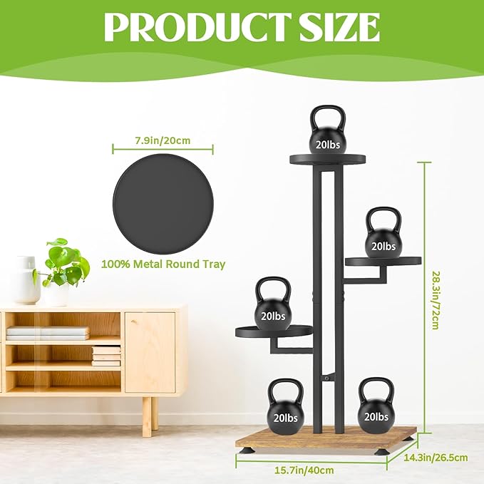 iDavosic.ly 3 Tier Plant Stand Indoor Outdoor, Tiered Corner Multiple Flower Pot Holder Shelf, Metal 28 Inch Tall Display Rack for Patio Porch Living Room Garden Balcony Bedroom, Black