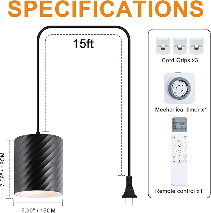 Hanging Indoor Plant Growth lamp, 20W Full Spectrum, Adjustable Angle Plant lamp, Suitable for Indoor Foliage Plant Auxiliary Lighting, Meat Quality, Flowers, 2700k-6500K (Black)
