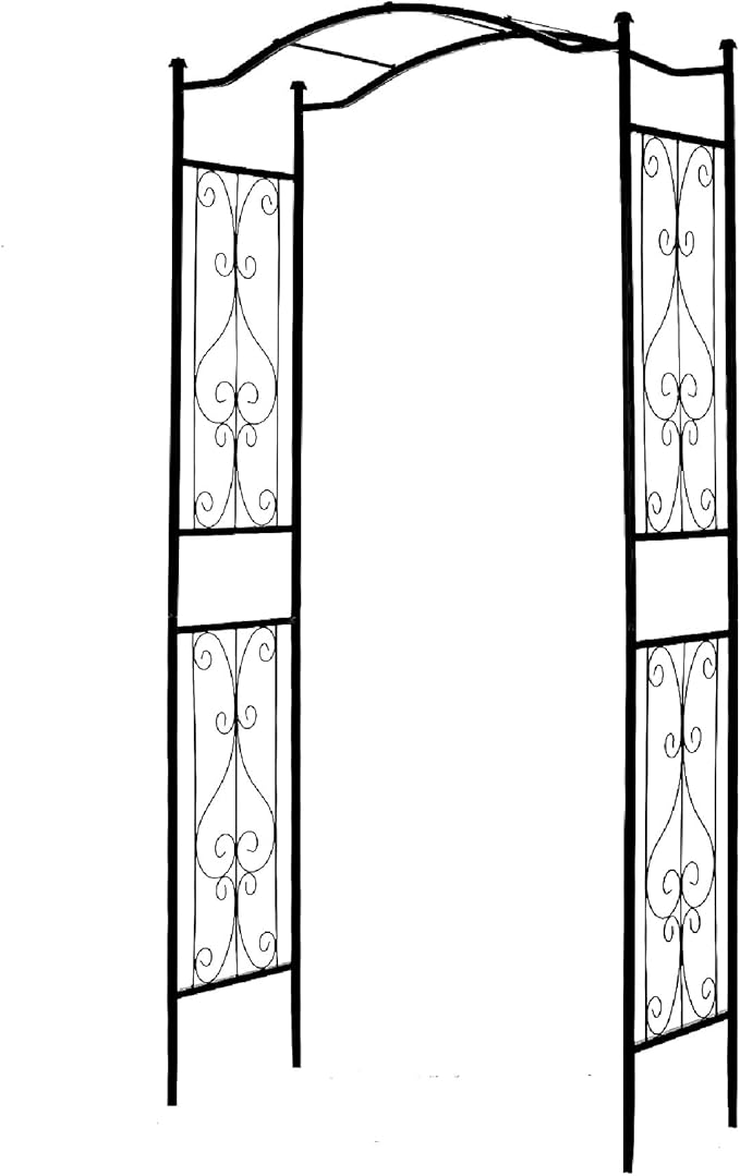 SCENDOR 92'' H x 44'' W Garden Arch Arbor Trellis for Outdoor, Trellis Plants Support with Metal Durable Iron Use for Climbing Plants w/Decorative Wire Lattice - Black