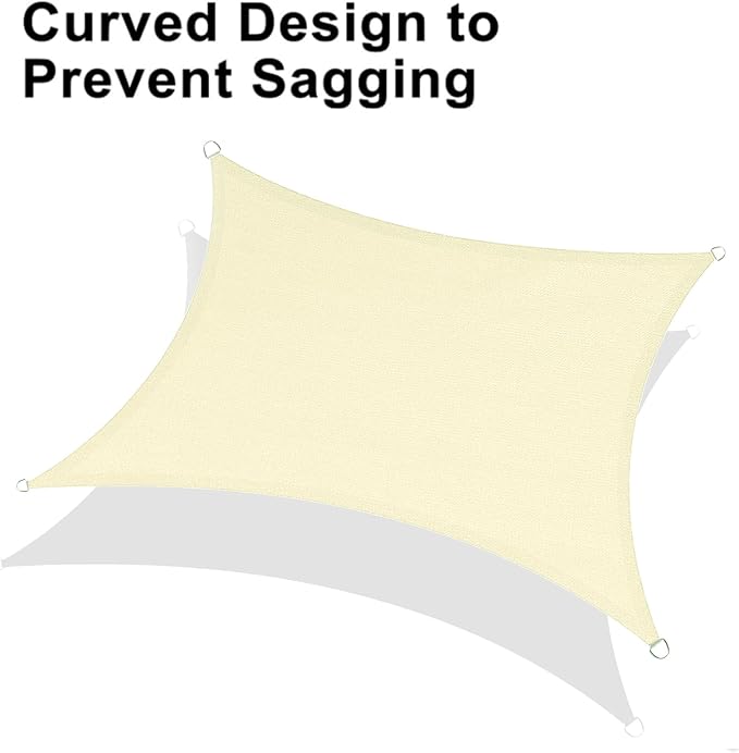 LOVE STORY Custom Size 4'x8' Butter Cream Sun Shade Sail Rectangle UV Block Canopy Patio Sail Sunshades Fabric for Outdoor Garden Carport (We Make Custom Size)