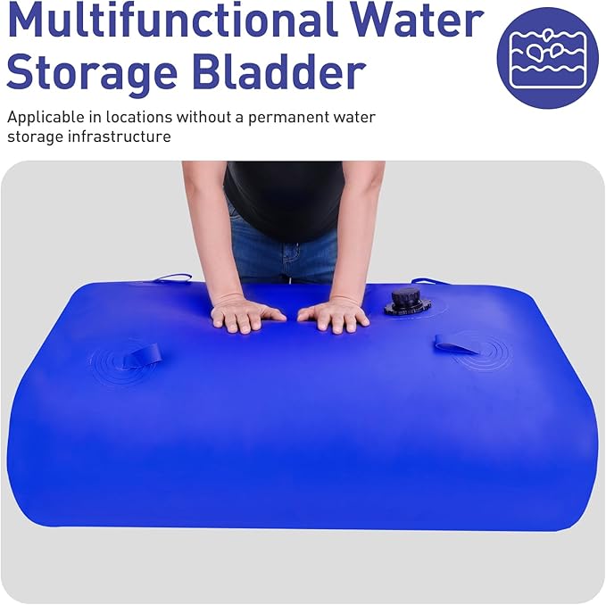 500L/132gal Foldable Water Bladder Storage Container - Large Capacity Soft Water Bag for Drought Resistance, Fire Prevention, and Emergency Water