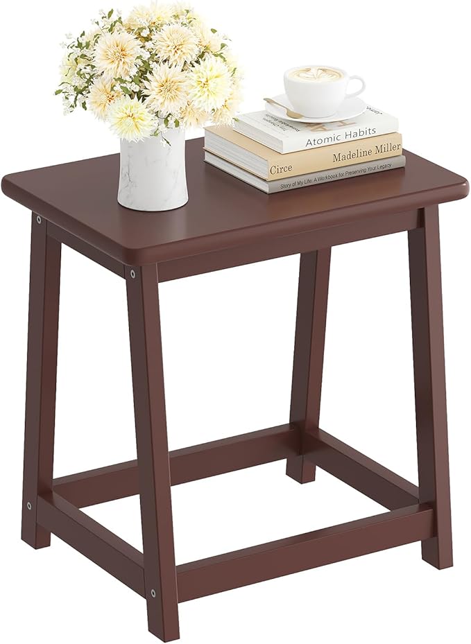 Wood End Table Side Table Tall Seat Stool Dining Stool Wooden Plant Stand Indoor Bedside Table Nightstand Plant Table Bathroom Flower Pot Stand for Living Room Bedroom Kitchen (Chocolate)