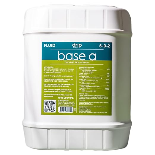 Base A 5 Gallon | Liquid Nutrient Solution | Essential Macronutrients & Chelated Micronutrients for Hydroponics & Soil Cultivation