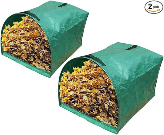 Gardenpal 2-pack Yard Waste Bags for Collecting Leaves, PE Gardening Bags, Lawn and Leaf Bags, Large Yard Dustpan-Type Garden Bag, Reuseable Garden Waste Container, 53 Gallon Per Bag