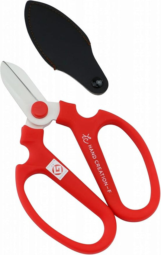 Japanese Florist Scissors – Professional Ultra Sharp Flower Shears Made in JAPAN for Ikebana Floral Design & Gardening SAKAGEN HAND CREATION F-170 (Red)