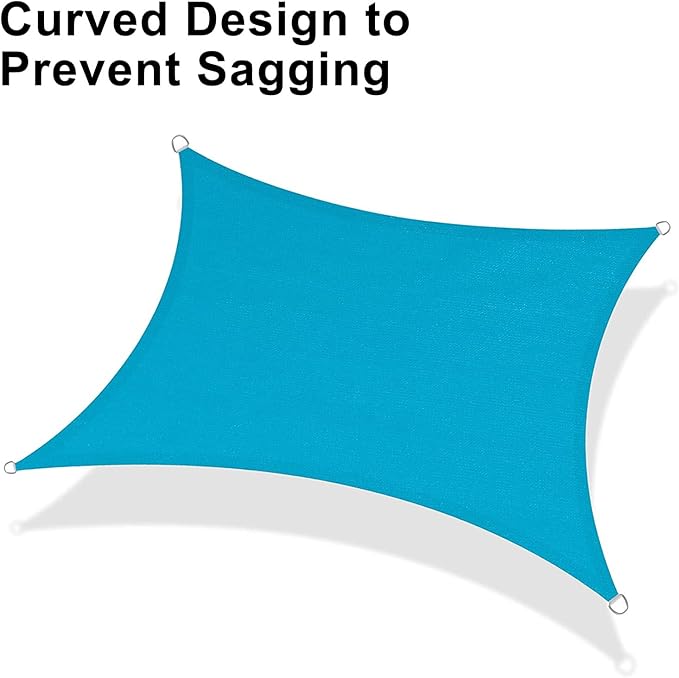 LOVE STORY Custom Size 7'x9' Turquoise Blue Sun Shade Sail Rectangle UV Block Canopy Patio Sail Sunshades Fabric for Outdoor Garden Carport (We Make Custom Size)
