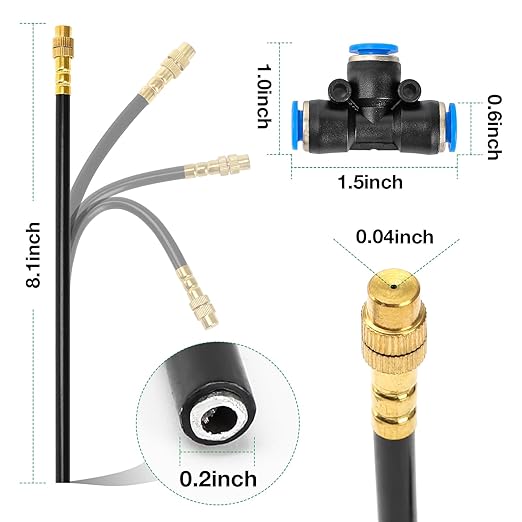 Mixc 50Ft 1/4" Drip Irrigation System,Garden Irrigation Kit with 12pcs 360° Adjustable Copper Nozzles,Automatic Watering System for Outdoor,Raised Bed,Potted Plant,Greenhouse Accessories for Yard