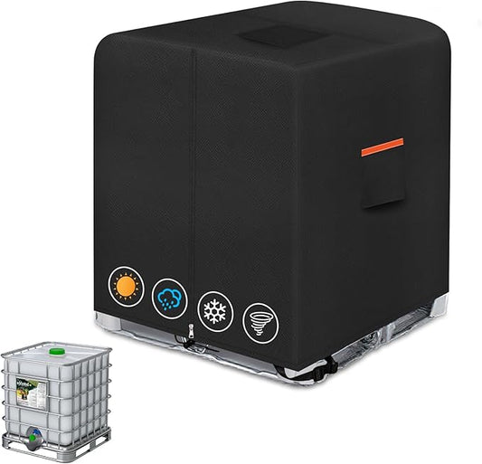 IBC Tote cover 330 gallon water tank protection cover zipper 600D heavy waterproof sunscreen material 1000L outdoor garden water tank cover