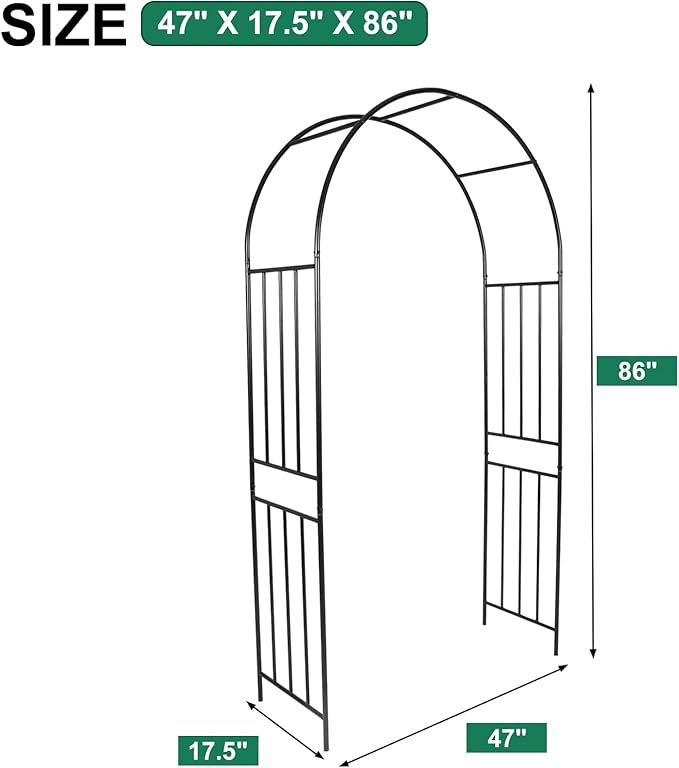 Metal Garden Arch 7.2ft High Wide Garden Arbor for Various Climbing Plant Outdoor Garden Archway Arbor Trellis for Lawn Wedding Party Decoration Ceremony