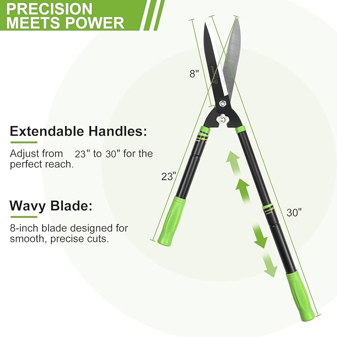 Telescoping Hedge Shears 23-30", Hedge Clippers for Trimming Hedges & shrubs & bushes，Manual gardening shears with Extendable Handle for Yard Landscaping