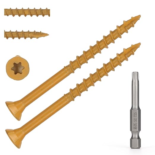 Wood Screws #10 x 2-1/2’’, T25 Star Torx Drive Flat Head Deck Screws, Tan, 79Pcs (1lb)