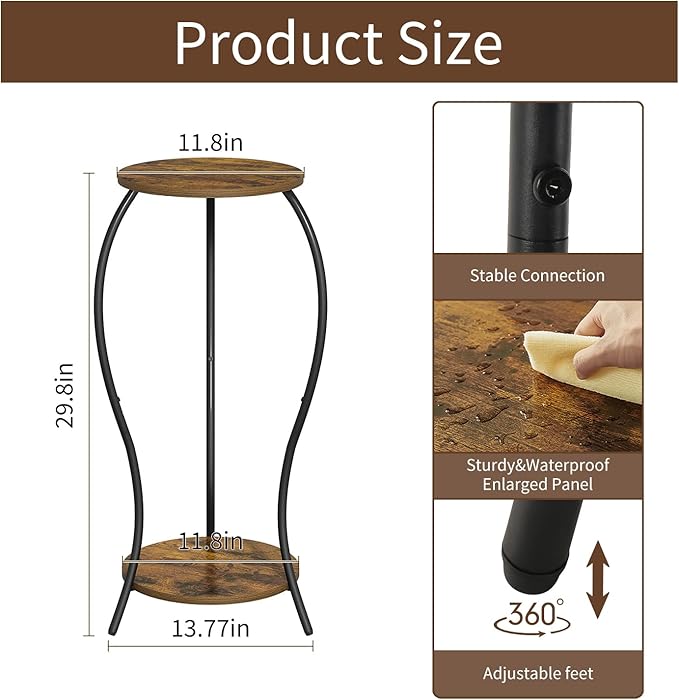 Plant Stand Indoor,2 Tier Round Potted Holder Stand,Flower Pot Stand,Plant Supports Rack,Corner Plant Shelf for Planter Garden Balcony Patio Living Room