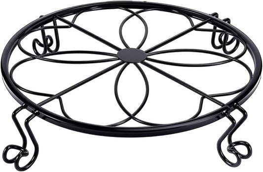 1/2/4 Pack 10/12 Inch Heavy Duty Iron Plant Stands - Rustproof Metal Flower Pot Holder for Indoor Outdoor Use, Round Wrought Iron Planter Stand for Corner Gardening, Patio, Balcony Decor- Black (12IN1PCS)