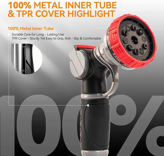 Garden Hose Nozzle,10 Adjustable Spray Patterns, Ergonomic Thumb Control Heavy-Duty Metal Spray Nozzle, Multi-Pattern Water Sprayer for Garden, Lawn, Car Wash (Thumb Control)