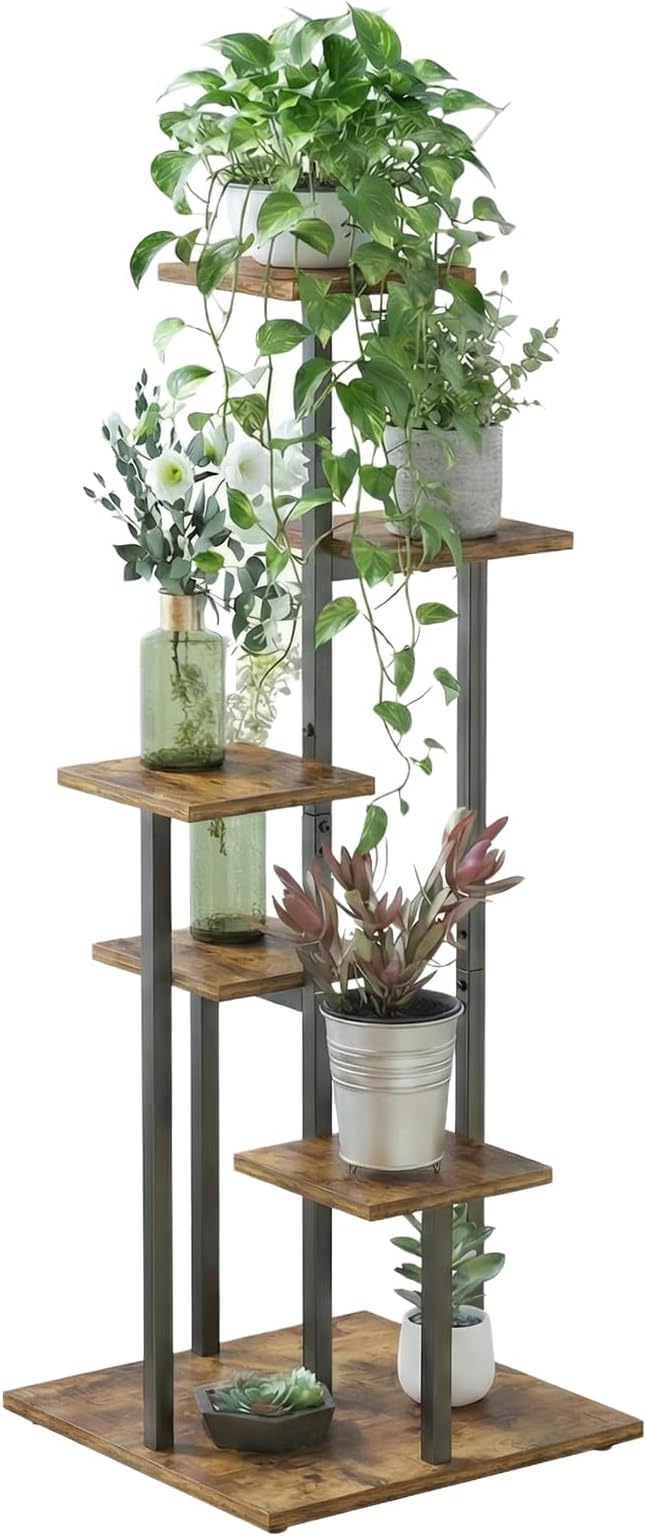 5 Tier Plant Stand Indoor, Tiered Plant Stands for Indoor Plants Multiple, Corner Flower Stand for Living Room, Multi-Layer Vintage Design Plant Shelf