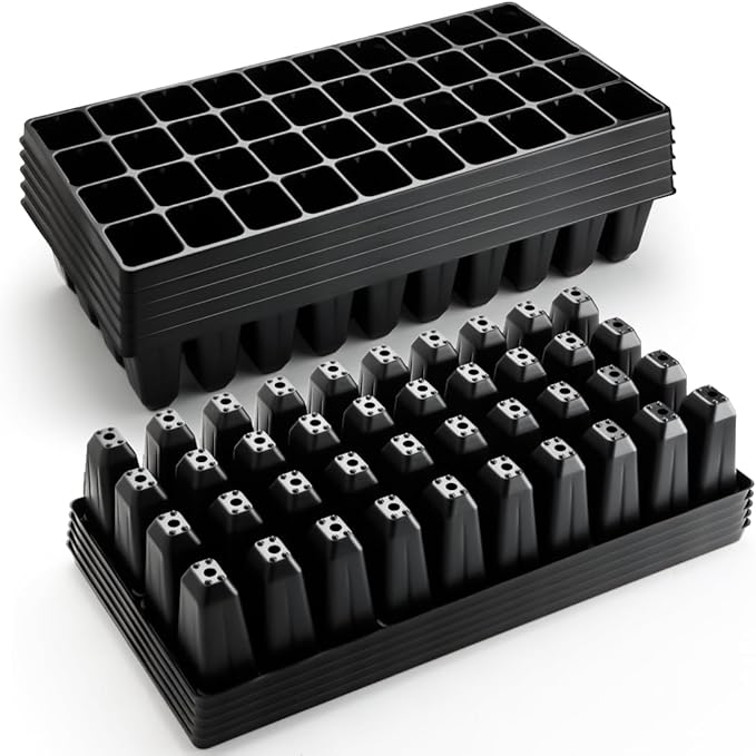 10 Pack 40 Cell Seed Starter Trays - Extra Deep 3.9" Plastic Nursery Trays, 20" x 10"，Fits Standard 1020 Flats, for Planting Seedlings, Propagation, Seed Germination and 1020 Flats Inserts