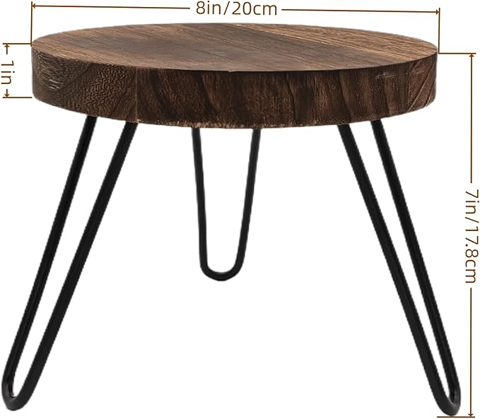 Wood Plant Stand Indoor Outdoor, 8'' Wooden Planter Stands Fit 5-10 Inch Pot, Plant Stool Flower Pot Stand Gardening Display Pedestals for Decor Living Room Balcony, Office, Patio
