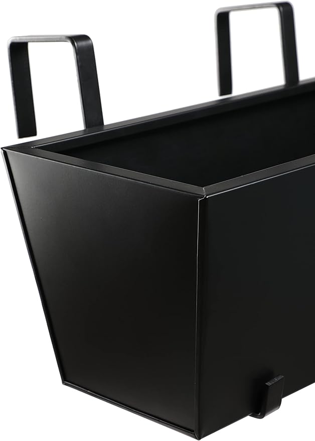 BIRDROCK HOME 2pk Metal Railing Planter - Black Balcony Flower Box - Deck Rail Boxes - House Apartment Plant Pot