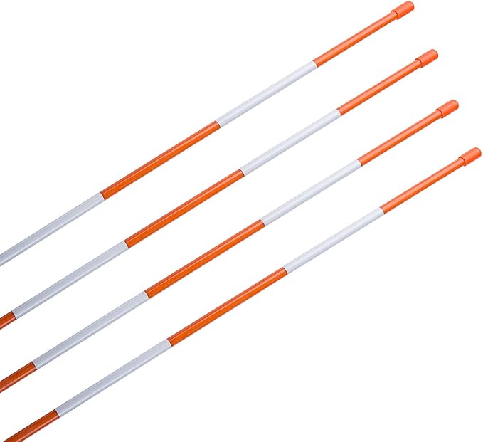 Sunnyglade 100PCS 48 Inch Driveway Marker 5/16 Inch Dia Reflective Driveway Poles Fiberglass Snow Stakes with Reflective Tape for Easy Visibility at Night