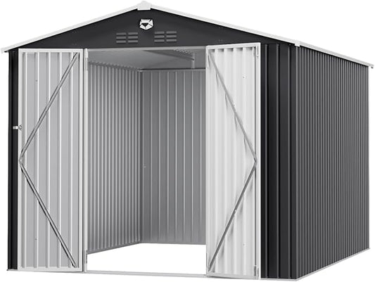 10x12 FT Outdoor Storage Shed, Metal Sheds & Outdoor Storage, Waterproof Sheds with Lockable Doors for Backyard (No Window)