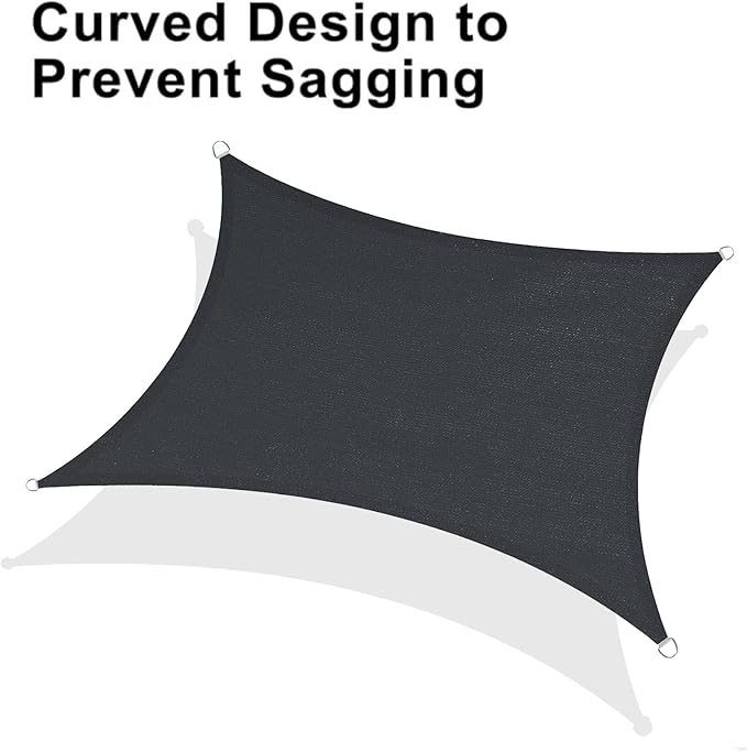LOVE STORY Custom Size 7'x15' Graphite Grey Sun Shade Sail Rectangle UV Block Canopy Patio Sail Sunshades Fabric for Outdoor Garden Carport (We Make Custom Size)