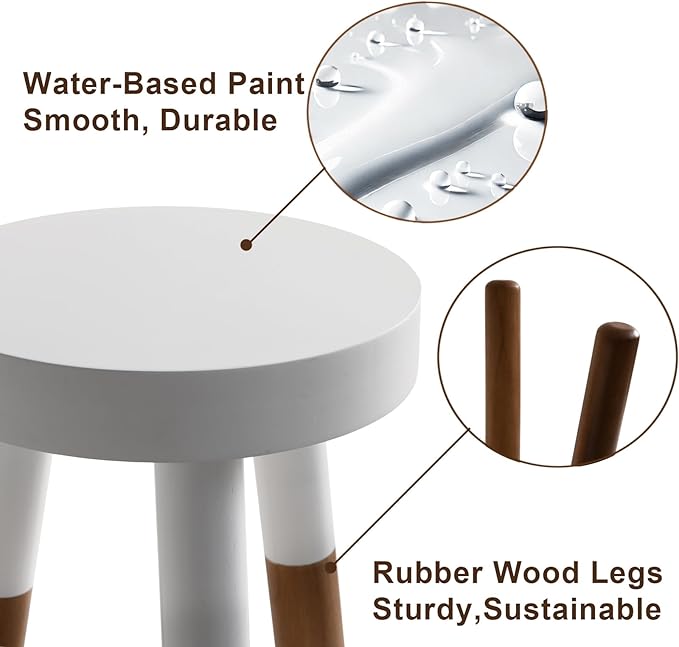 9" Rubber Wood Plant Stool, Wood Accent Stool, Reverse Dipped (16" Tall)