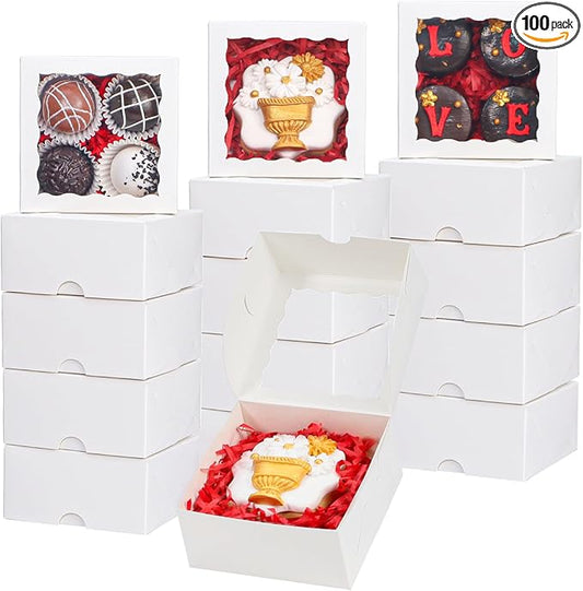 100pcs 3¼"X3¼X1½ Inch Party Favor Boxes (Bakery/Chocolate/Soap)