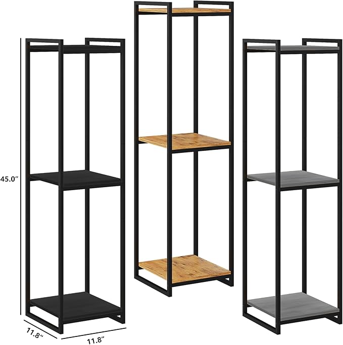 3-Tier Plant Stand Indoor, 45" Tall Modern Plant Shelf Corner Flower Pot Holder Organizer for Living Room Balcony Garden, Black