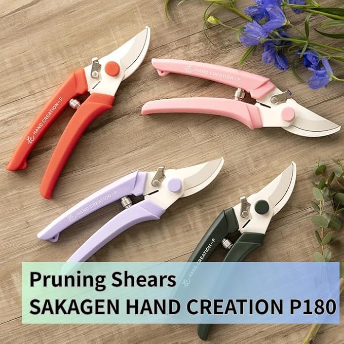 Flower shears - Professional Ultra Sharp Made in JAPAN Garden Scissors SAKAGEN HAND CREATION P-180 (Pink)