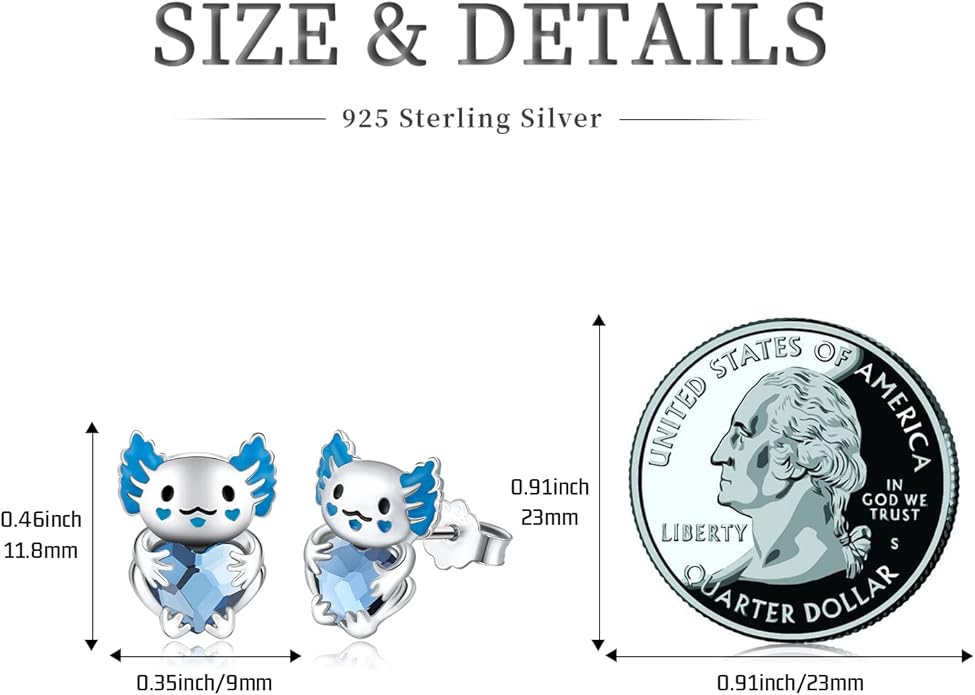 JUSTKIDSTOY Hypoallergenic Earrings Sterling Silver Crystal Cute Animal Studs Earrings for Sensitive Ears Birthday Gifts for Women Girls