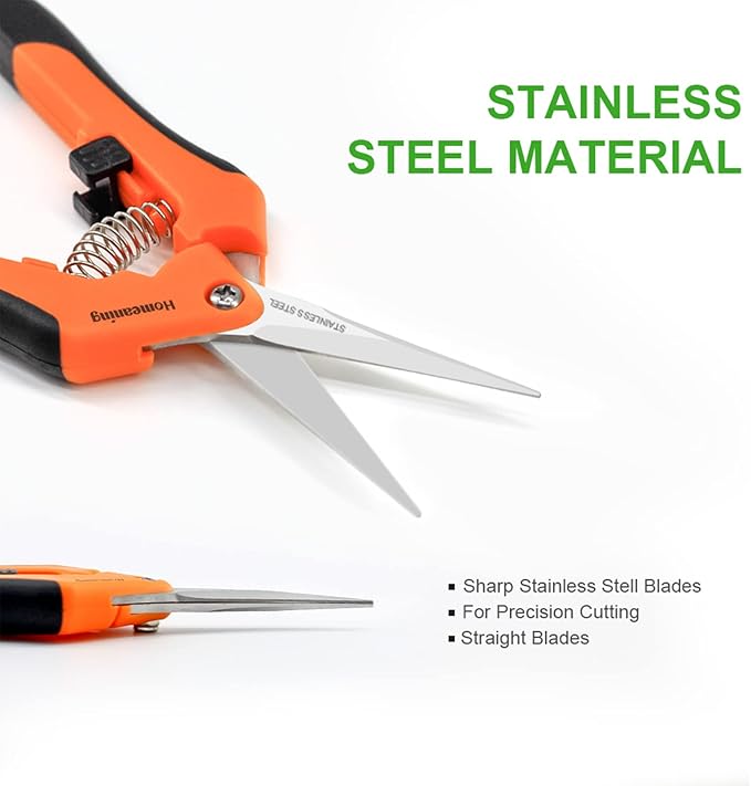 6 Packs Garden Pruning Shears with Straight Blades Trimming Scissors, Gardening Hand Pruning Snips Titanium Coated Precision Bonsai Pruning Shears, Convenient Flower Cutters (Orange)