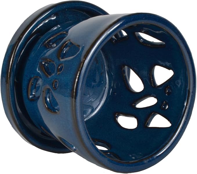W&W Orchid Pot with Holes and Saucer for Repotting, 5 Inches, Blue