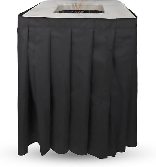 Marble Design Square Garbage Can Cover - Solid Pleated Skirt Topper for 32-35 Gallon Indoor Trash Bins - Black Skirt