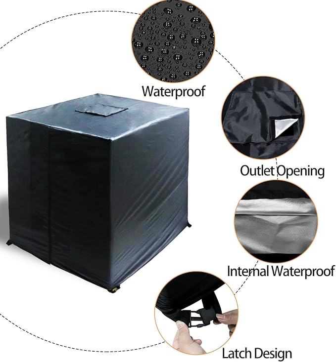 IBC Tote Cover, 275 𝑮𝒂𝒍𝒍𝒐𝒏 Water Tank Protective Cover for 1000L Garden Rain Water Tank, 420D Sunshade for Protect Water Tank from Harmful UV Rays (Black)