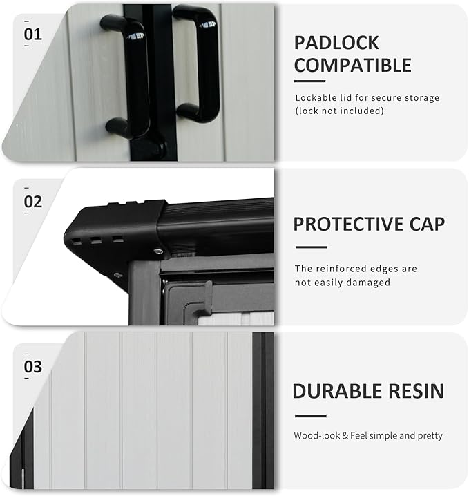 Favfurish c Outdoor Storage Shed Waterproof Resin Cabinet Heavy Duty Metal Sheds, with Lockable Doors,Tool Sheds for Garden,Backyard,Lawn,Bikes and Patio Furniture,Easy Assembly,Gray