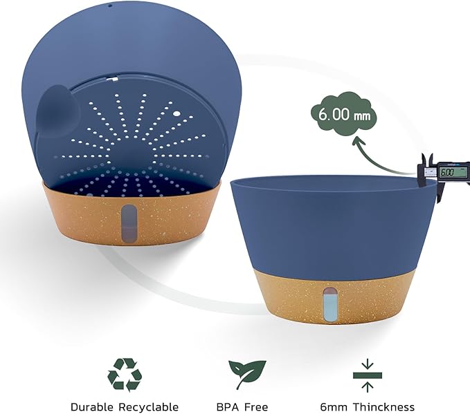 ZMTECH 12 Inch Hanging Planters for Indoor Plants, 1 Pack Self Watering Hanging Planter with Visual Reservoir, Hanging Pots for Plants Outdoor with Drainage Hole and Plant Hanger(1 Pack, Blue)