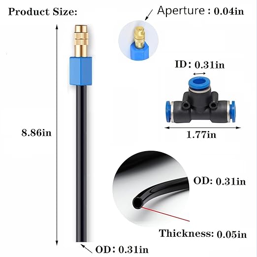 Drip Irrigation kit, 50FT 360 Degree Adjustable Copper Sprayer atomizing System,5/8mm(ID/OD) trubing Watering Plant Devices Nozzle Emitters Sprinkler Pneumatic Fittings Connection.