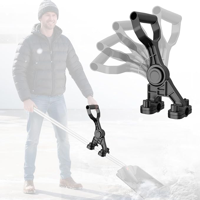 Adjustable Snow Shovel Handle, Goldusk 5-Angle Ergonomic Extension Handle for Snow Removal & Garden Tools, ABS+GF Universal Assist Handle for Snow Shovel, Rake, String Trimmer, Back-Saving Design