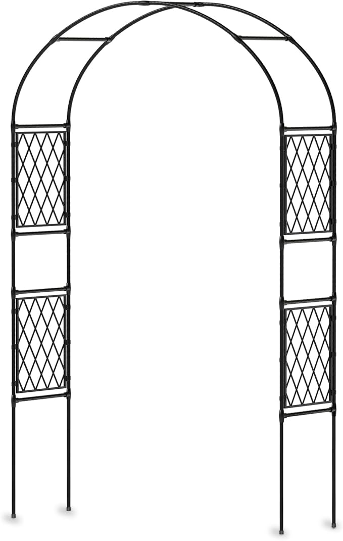 Metal Garden Arbor, 86.6" x 47" Arch Trellis for Climbing Plants, Weather-Resistant Decorative Wedding Archway, Sturdy Iron Frame, Outdoor Black Garden Arch for Patio, Lawn, Pathway, Event Party Back