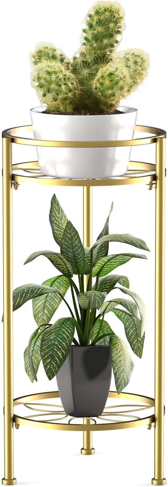 H HOMEXIN Plant Stand Indoor ,2 Tier Metal Plant Stand 23.5'' Tall Heavy Duty Sturdy Plant Shelf Holder,Rustproof Decorative Plant Stands Outdoor for Corner Garden Patio Livingroom Balcony