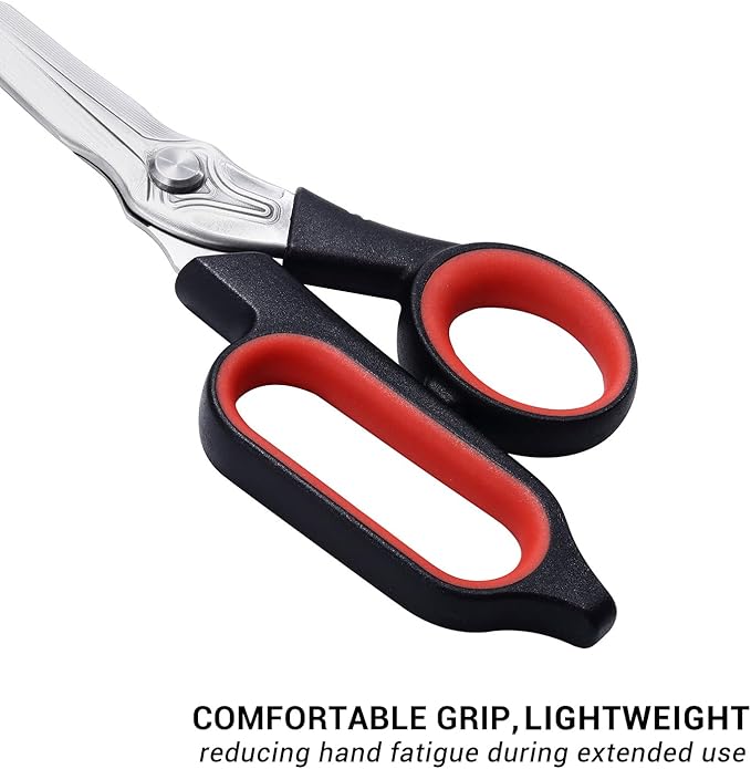 LIVINGO Damascus Steel Scissors Heavy Duty - 10 Inch Forged Steel Sharp Shears All Purpose with Holster for Sewing, Crafting Cutting Leather, Fabric, Cardboard, Rope, Industrial, Home Office